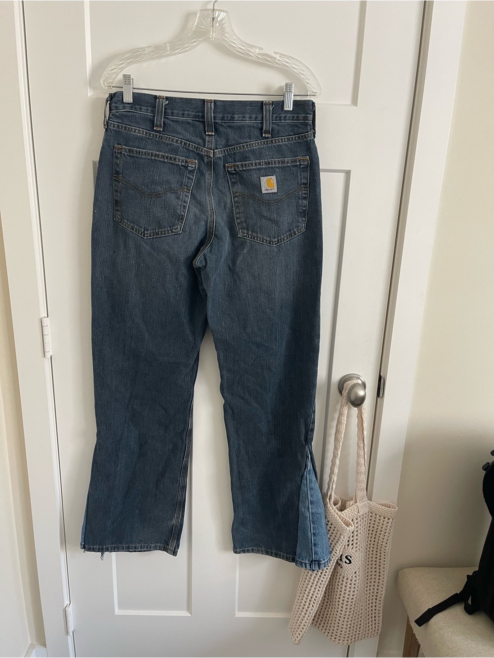Carhartt Blue Denim Jeans with Yellow Logo Patch